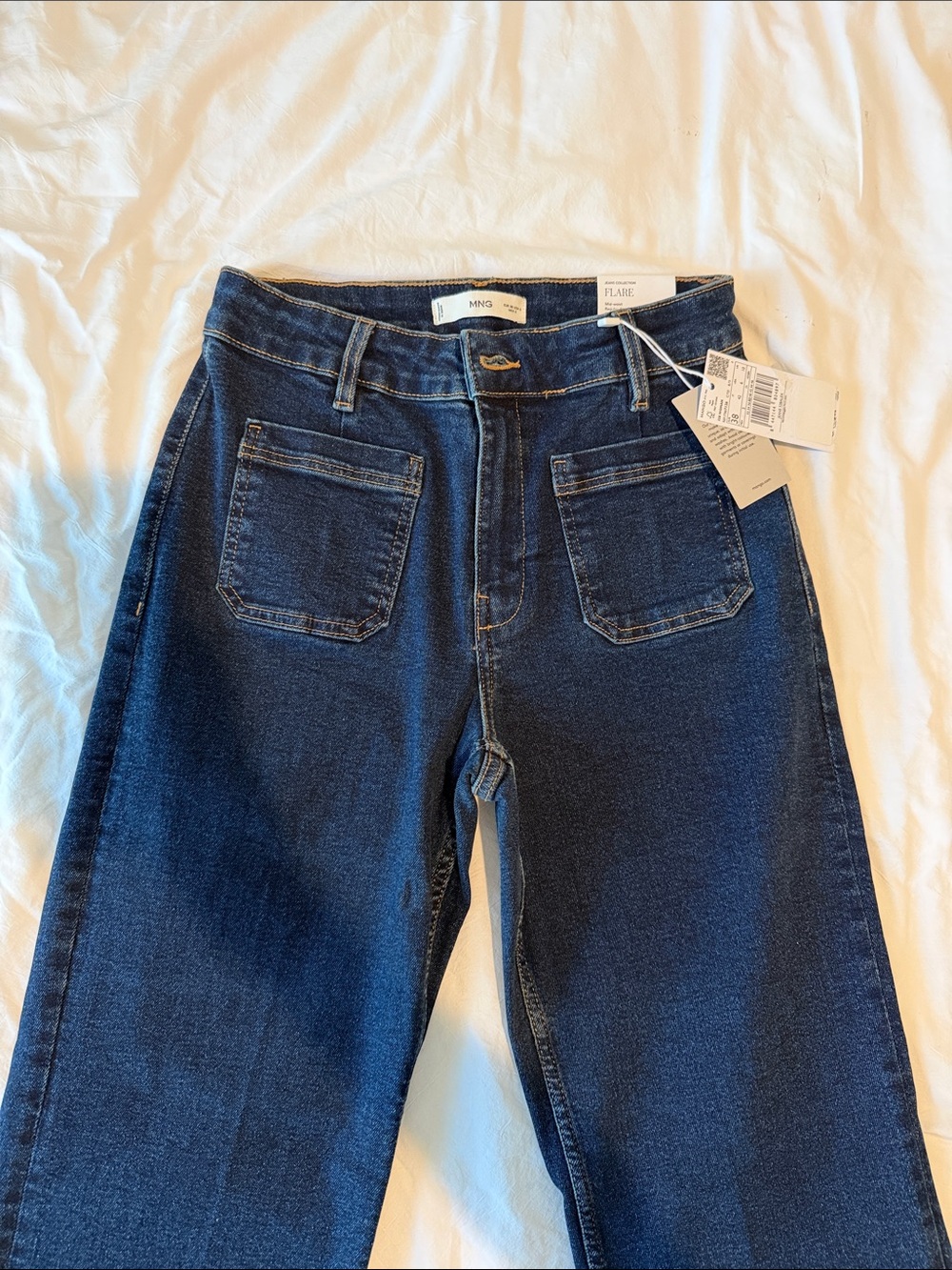 Mango Deep Indigo High-Rise Flare Jeans